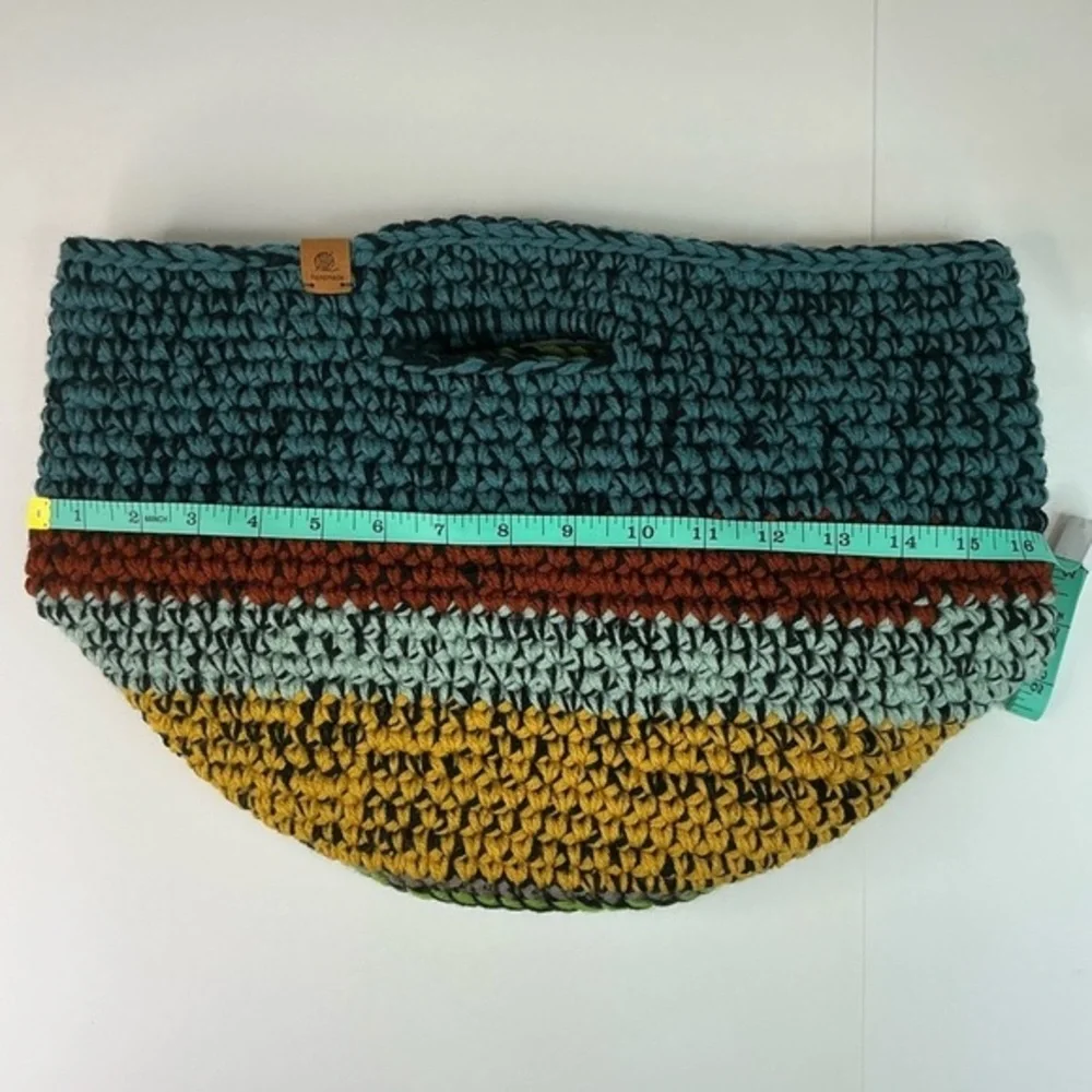 Handcrafted Multicolor Crochet Scrap Woven Tote Bag Basket Storage Handmade Knit